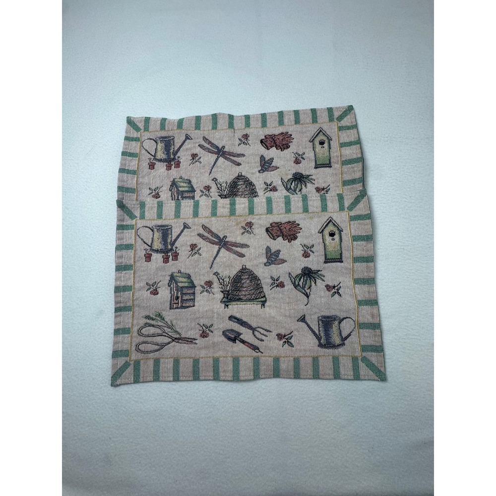 Nature Cottagecore Placemats Green Cream Garden Tapestry Set of 2 Grandmacare